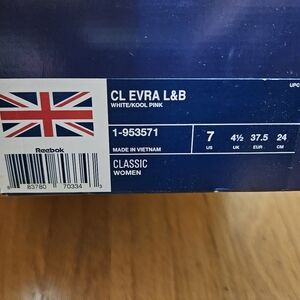 Pink and white Reebok